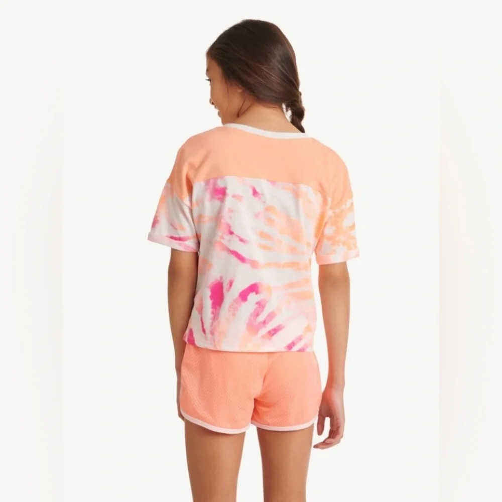 Justice Orange Pink Tie-Dye Short Sleeve Tee